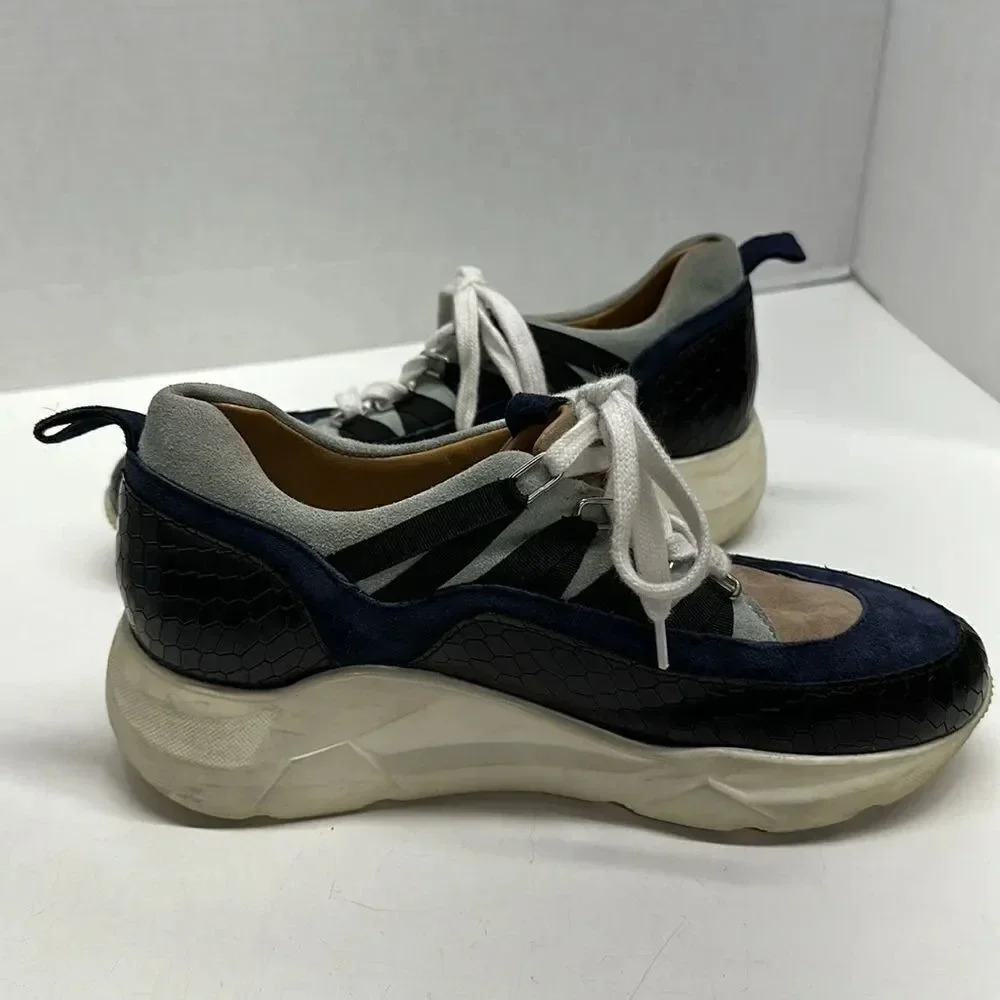 Aquatalia Sneakers Platform Sneaker Shoes Lace Up Athletic Navy Snake Skin 7.5 - Picture 7 of 12